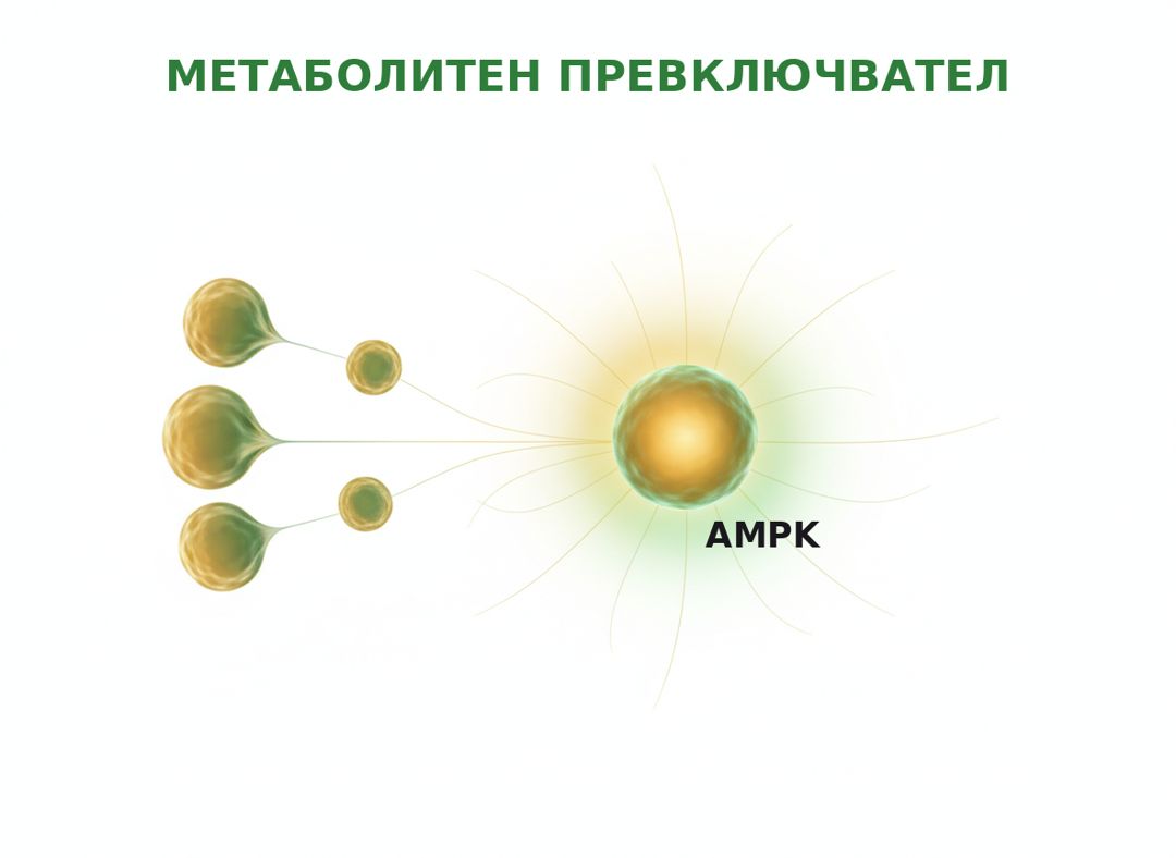 Илюстрация: метаболитен превключвател AMPK и мастни клетки в режим на складиране